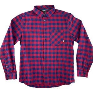 Rab Maverick Long Sleeve Button Up‎ Shirt Mens Large Red Blue
